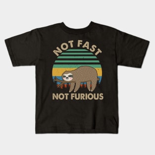 Not Fast Not Furious Funny Lazy Sloth Vintage Kids T-Shirt